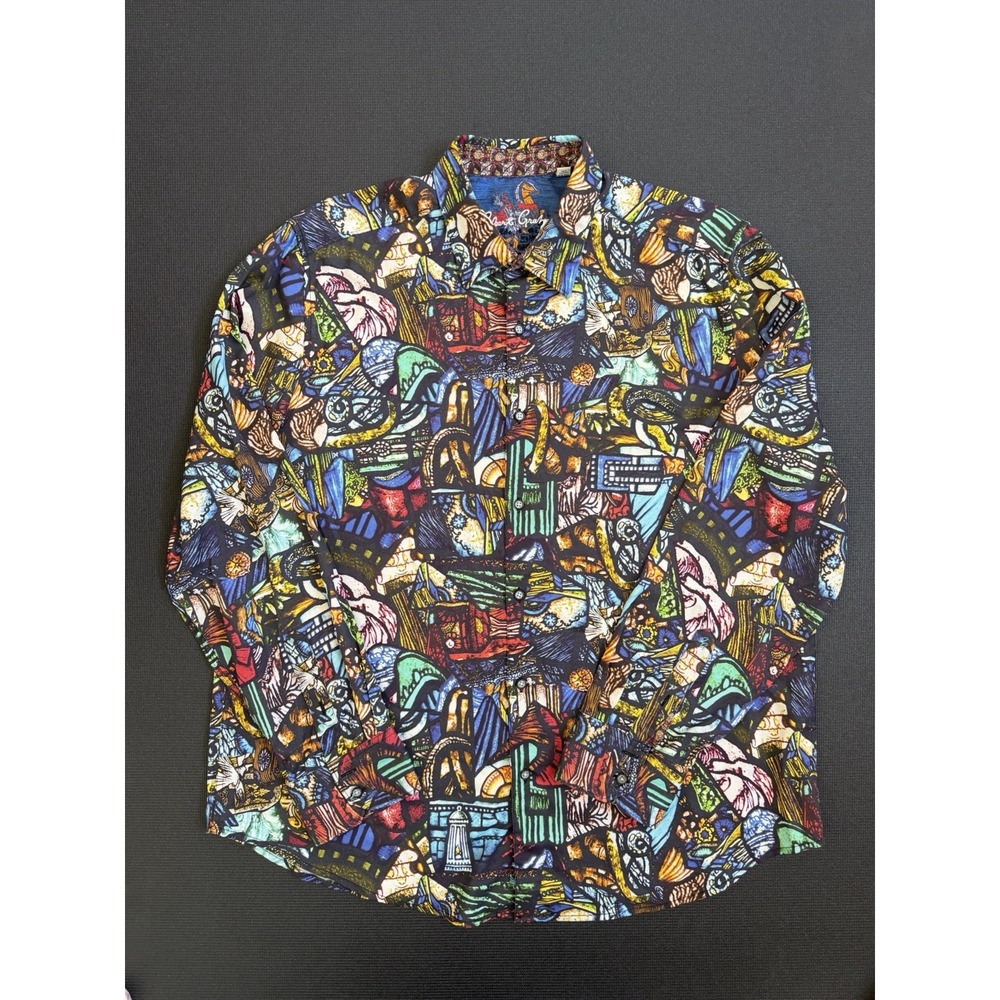 Robert Graham The Basilica Stained Glass Men's 3XL Shirt Tencel Long Sleeve